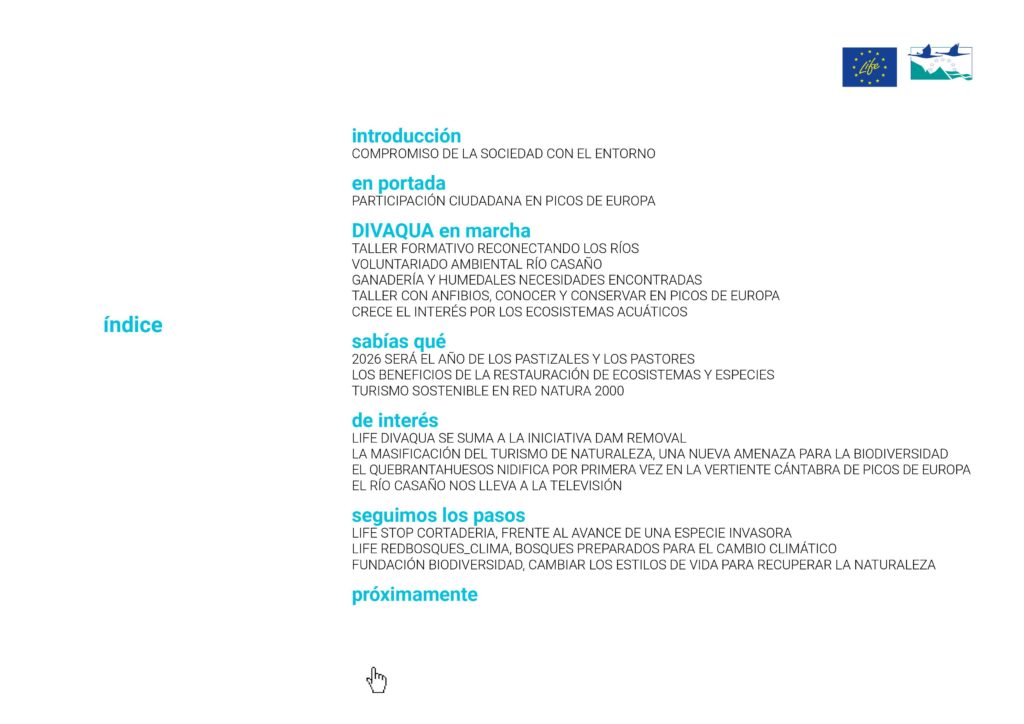 indice Boletin 7 LIFE DIVAQUA_Participación ciudadana en Picos de Europa